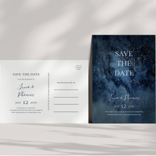 Sternenhimmel Nacht Goldene Save The Date Postka Einladungspostkarte