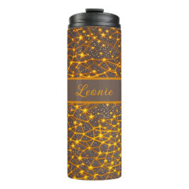 Sternenhimmel Orange braun gelb Muster Thermosbecher