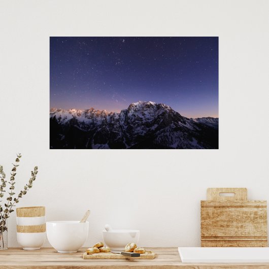 Sternenhimmel über Bergen Poster (Küche)