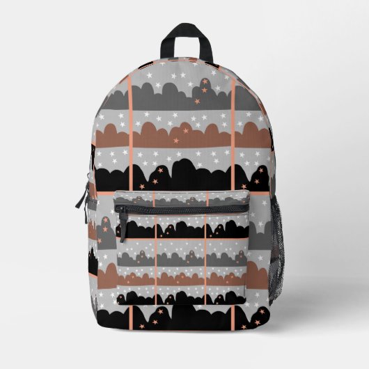 Sternenhimmel und abstrakte Bäume Bedruckter Rucksack (Vorderseite)