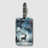 Sternenhimmel-Winternacht-Hirsch Gepäckanhänger (Vorderseite Vertikal)
