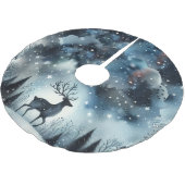Sternenhimmel-Winternacht-Hirsch Polyester Weihnachtsbaumdecke (Schrägansicht)