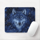 Sternenhimmelblauer Wolf Kosmos Mousepad (Mit Mouse)