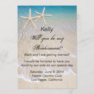 Sternenkarten-Strand-Hochzeit-Brautjungfer-Karte Einladung
