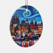 Sternenklare Nacht über Amsterdam-Kanal Keramik Ornament (Rechts)
