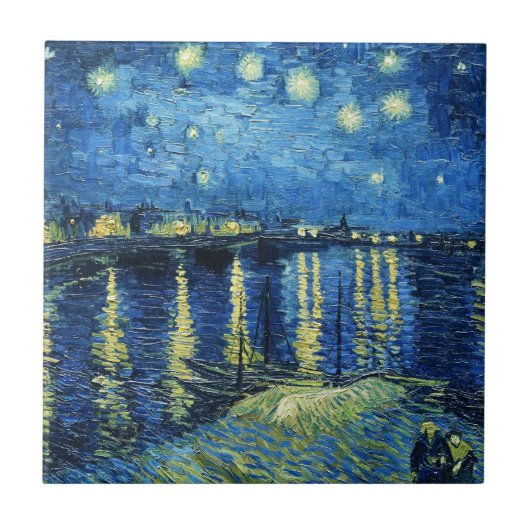 Sternenklare Nacht über der Rhône Vincent van Gogh Fliese (Vorderseite)