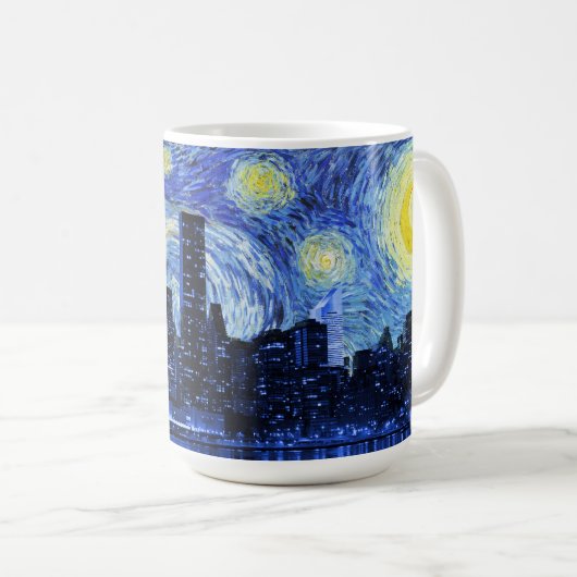 Sternenklare Nacht über New York City Kaffeetasse (VorderseiteRechts)