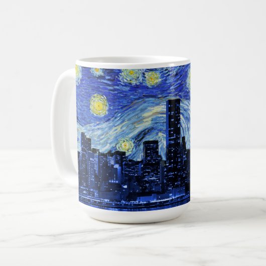Sternenklare Nacht über New York City Kaffeetasse (Vorderseite Links)