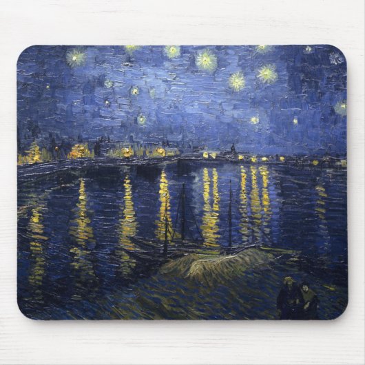 Sternenklare Nacht Van Gogh über der Rhône Mousepad (Vorne)