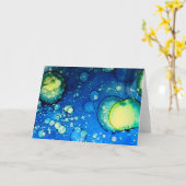 Sternenklare Nachtalkohol-Tinten-Malerei Karte (Gelbe Blume)