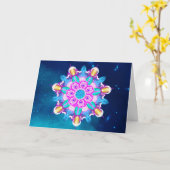 *~* sternenklare Nachtblau, Türkis-heilende Karte (Gelbe Blume)