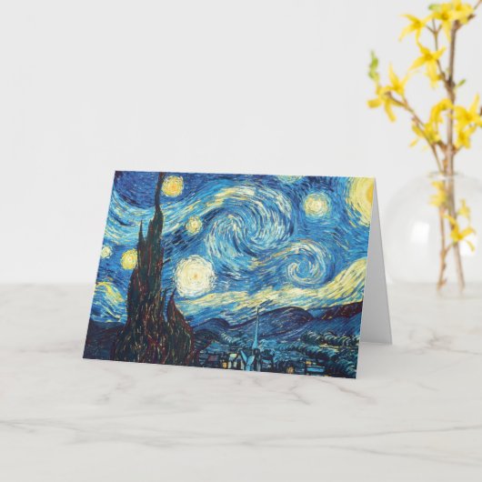 Sternenklare Nachtmalerei Van Gogh Karte (Gelbe Blume)
