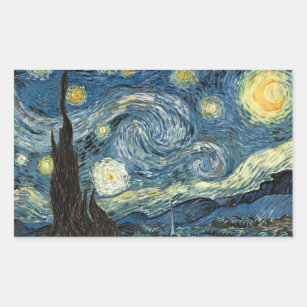 Sternenklare Nachtrechteckige Aufkleber Van Gogh