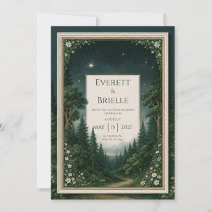 Sternenklare Smaragd-Wald-Hochzeit Einladung