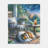 Sternenklarer Gartenveranda Sheltie Traum Fleecedecke (Vorderseite)