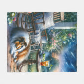 Sternenklarer Gartenveranda Sheltie Traum Fleecedecke (Vorderseite (Horizontal))
