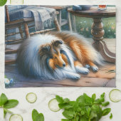 Sternenklarer Gartenveranda Sheltie Traum Geschirrtuch (Gefaltet)
