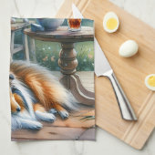 Sternenklarer Gartenveranda Sheltie Traum Geschirrtuch (Viertel Falte)