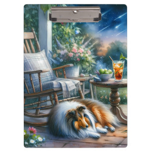 Sternenklarer Gartenveranda Sheltie Traum Klemmbrett