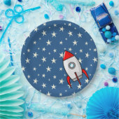 Sternenklarer Himmel-fettes Rocket-Schiff Pappteller (Party)