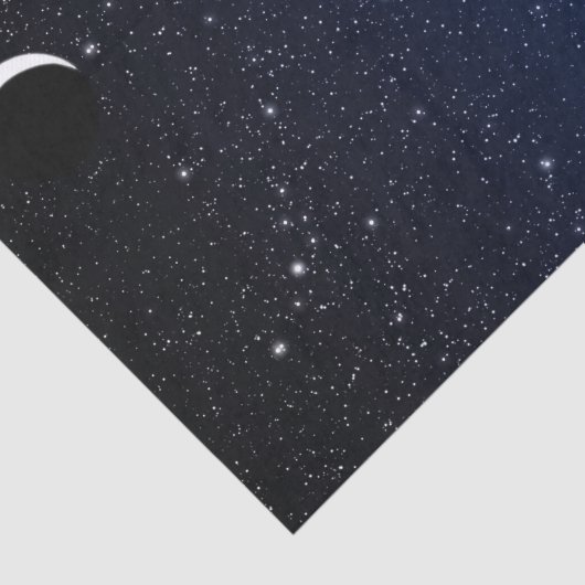 Sternenklarer Himmel und Halbmond-Mond, tiefes Seidenpapier (Ausschnitt)