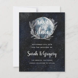 Sternenklarer Mondnacht-Monogramm Save-the-Date Save The Date