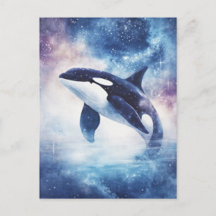 Sternenklarer Orca-Wal-Galaxien-Nacht Postkarte