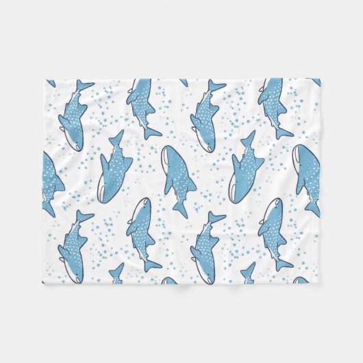 Sternenklarer Walhai (Licht) Fleecedecke (Vorderseite (Horizontal))
