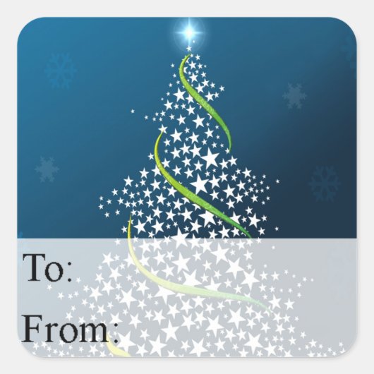 Sternenklarer Weihnachtsbaum-Geschenk-Umbau Quadratischer Aufkleber (Vorderseite)