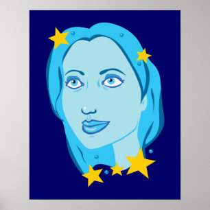 Sternenklares blaues Mädchen Poster