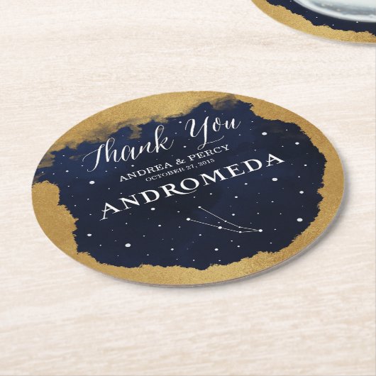 Sternenkonstellation Andromeda Runder Pappuntersetzer (Angewinkelt)