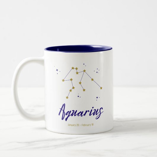 Sternenkonstellation Horoskop-Zeichen Aquarius Zod Zweifarbige Tasse (Links)