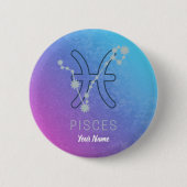 Sternenkonstellation Pisces Zodiac Sign Horoskop Button (Vorderseite)