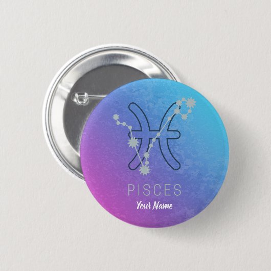 Sternenkonstellation Pisces Zodiac Sign Horoskop Button (Vorne & Hinten)