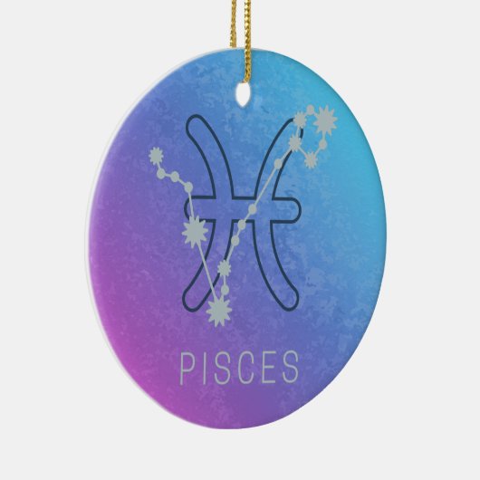 Sternenkonstellation Pisces Zodiac Sign Horoskop Keramik Ornament (Rechts)