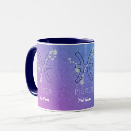 Sternenkonstellation Pisces Zodiac Sign Horoskop Tasse (Vorderseite Links)