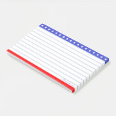 Sternenkopf auf blau, rot und weiß gestreift post-it klebezettel (angewinkelt)