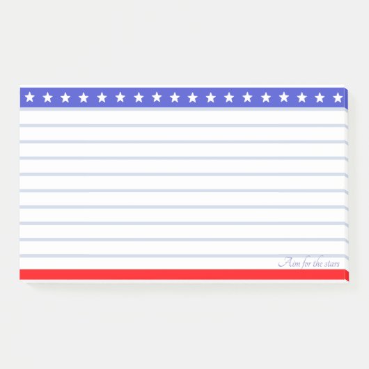 Sternenkopf auf blau, rot und weiß gestreift post-it klebezettel (Vorderseite)