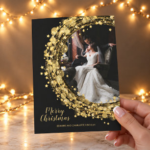 Sternenkranz auf schwarzem Foto Weihnachten
