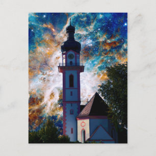 Sternenlandschaft - Nebel und Turm Postkarte