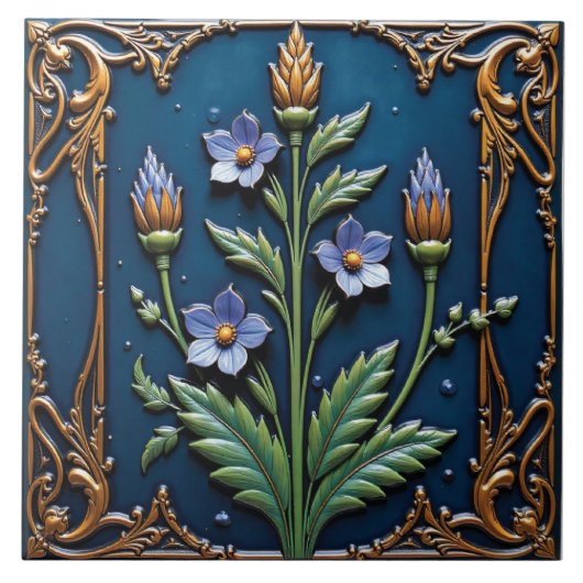 Sternenlicht Deco-Blume Fliese (Vorderseite)