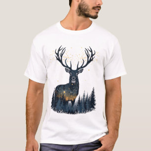 Sternenlicht Hirsch – Wald Geweih Sternbild Illu T-Shirt