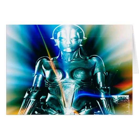 Sternenlicht-Roboter-Grußkarte (Vorderseite (Horizontal))