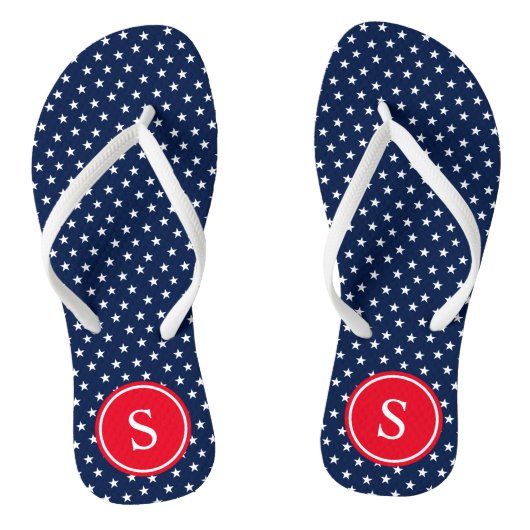 Sternenmonogramm in Navy & Red Badesandalen (Fußbett)