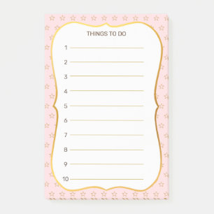 Sternenmuster auf rosa Dinge zu tun liniert Post-it Klebezettel