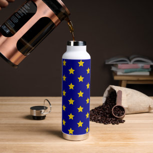 Sternenmuster Gold, Marineblau, Exklusiv Trinkflasche