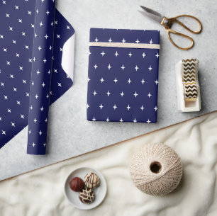 Sternenmuster im Weltraum in Blau Geschenkpapier