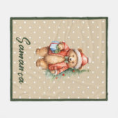 Sternenmuster-Weihnachtsbär grün beige Name Fleecedecke (Vorderseite (Horizontal))