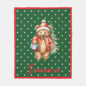 Sternenmuster-Weihnachtsbär grün rot Name Fleecedecke (Vorderseite)