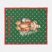 Sternenmuster-Weihnachtsbär grün rot Name Fleecedecke (Vorderseite (Horizontal))